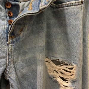 H&M Light Wash Ripped Boyfriend Denim Jeans